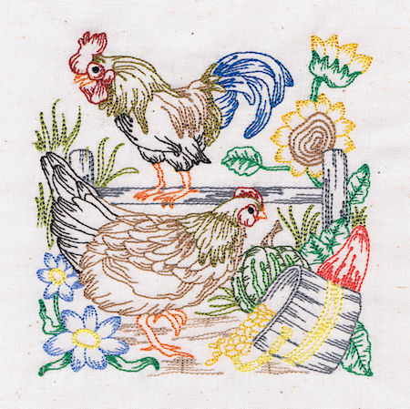 Country Living - Rooster & Hens Blocks -7