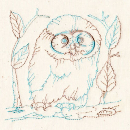 Baby Owls Redwork -3