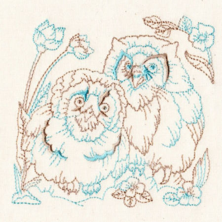 Baby Owls Redwork -4