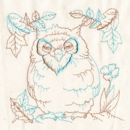 Baby Owls Redwork -6