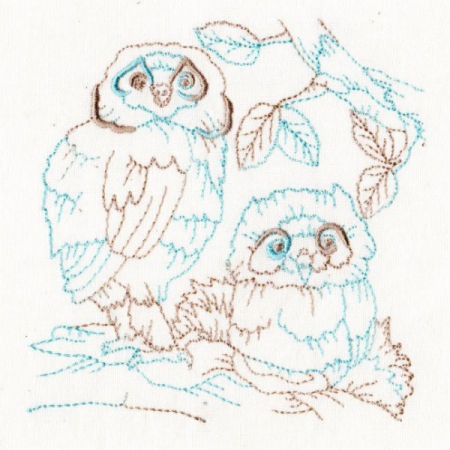Baby Owls Redwork -8