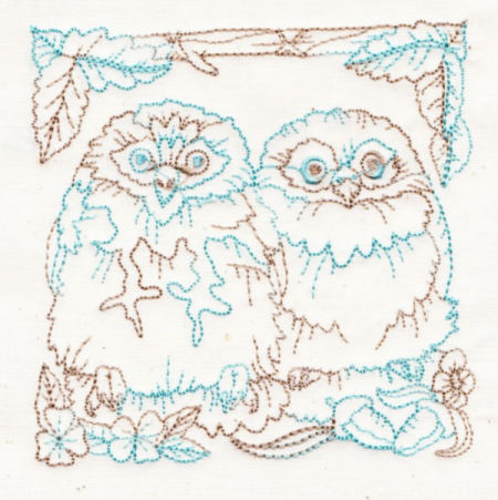 Baby Owls Redwork -9