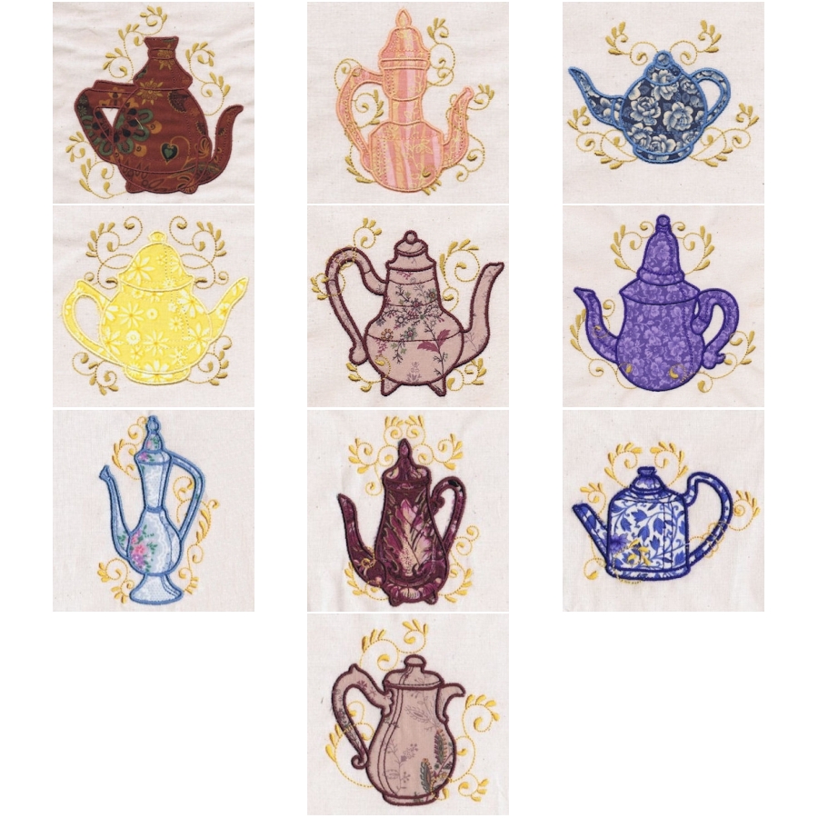 Antique Applique Teapots 