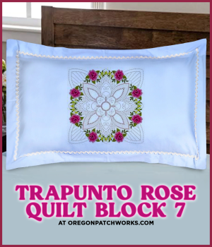 Trapunto Rose Quilt Block 7-