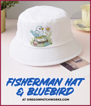 TRINA’S ART AND EMBROIDERY Fisherman Hat & Bluebird