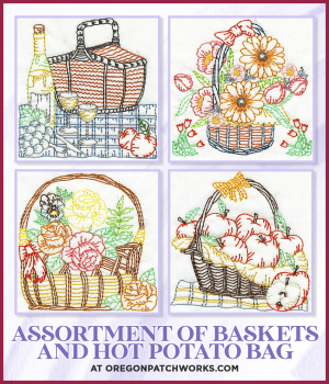 Embroidery Playground Assortment Of Baskets and Hot Potato Bag