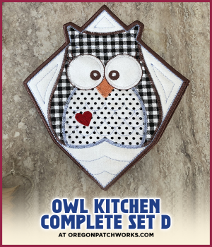 ENIGMA EMBROIDERY OWL KITCHEN COMPLETE SET D