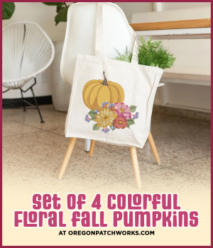 EMBROIDERYCHICDESIGN Set of 4 Colorful Floral fall Pumpkins