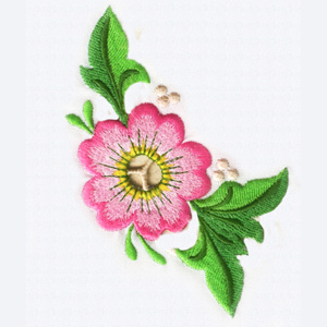 Enigma Embroidery, pretty filled corner embroidery design flower, daisy shaped petals, yellow center