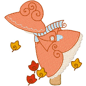 Narnies Designs, sunbonnet with scarf and autumn leaves