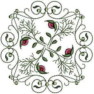 pretty scroll and flowers quilt block design