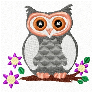 Hennessy Embroidery, Owl on branch