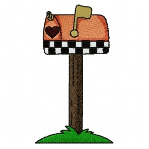 Havilah Embroidery, folk art mail box on pole