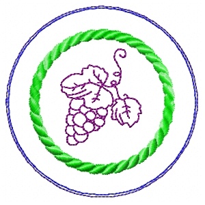 applique coaster with grape cluster