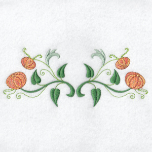 hennessy embroidery, border motif of orange paper lantern flowers