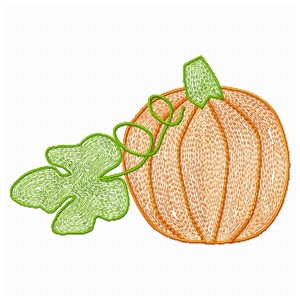 happy cat embroidery studio, orange pumpkin in light stitch