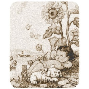 baby sleeping under sunflowers photostitch design
