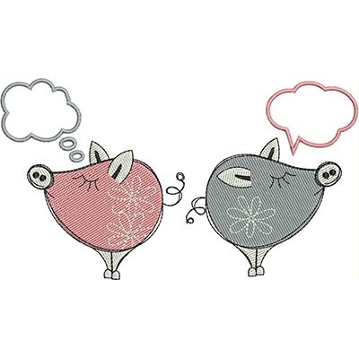 2 pigs embroidery
